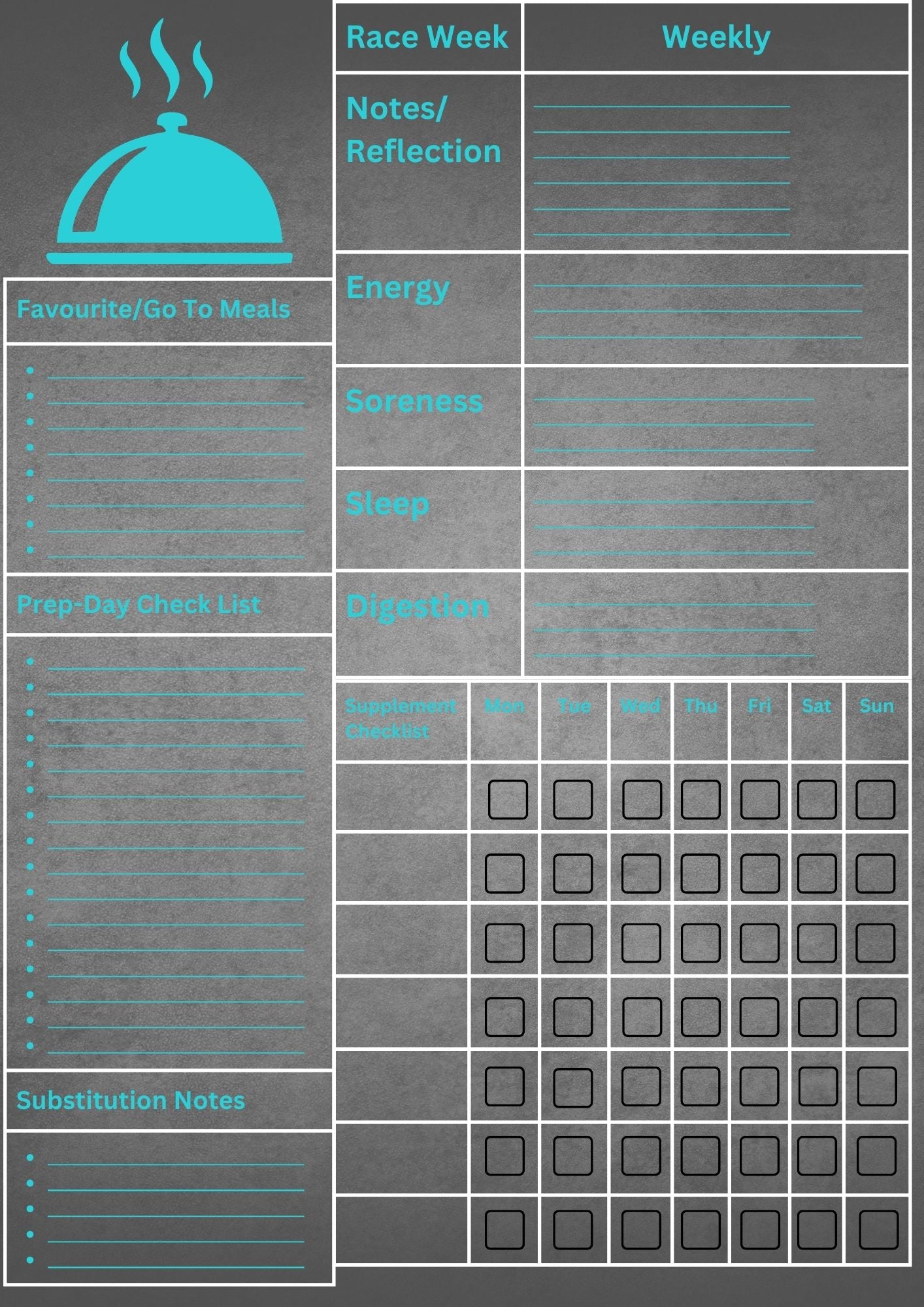 Hybrid Athlete Meal Planner – Editable Canva Template + PDF